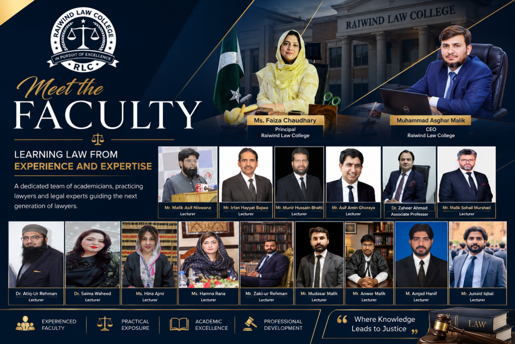Raiwind Law College faculty members and academic leadership