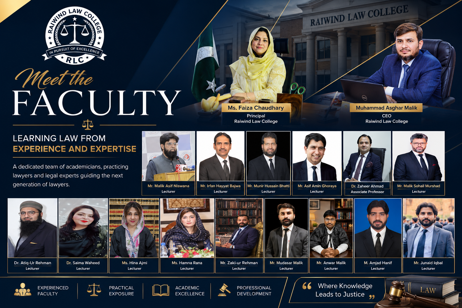 Raiwind Law College faculty members and academic leadership